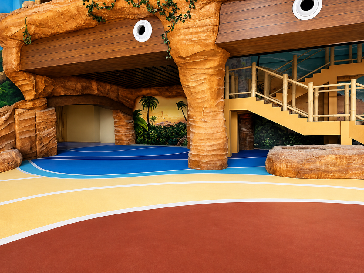 Water-Based Colored Pavement Coating for Creative Indoor Spaces