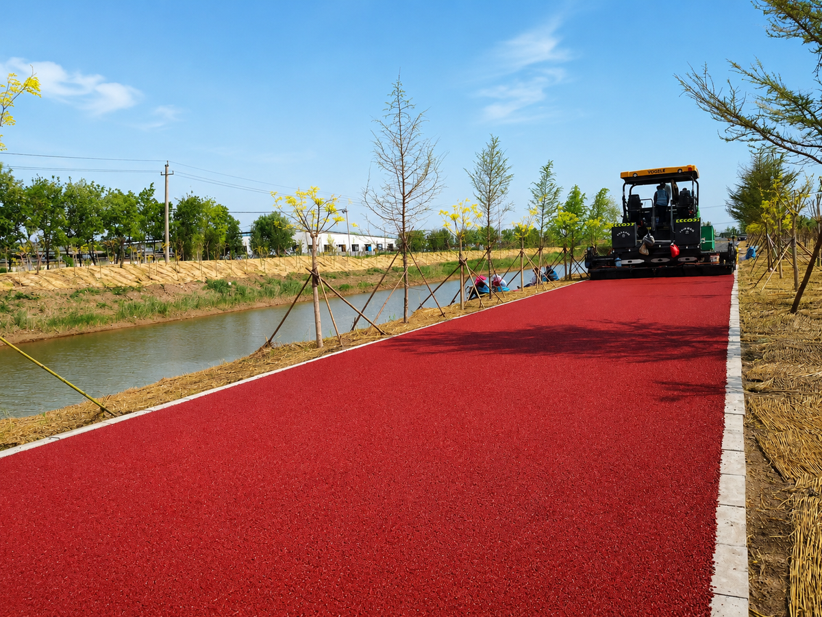 Premium rood gekleurd warm asfalt met ijzeroxidepigment