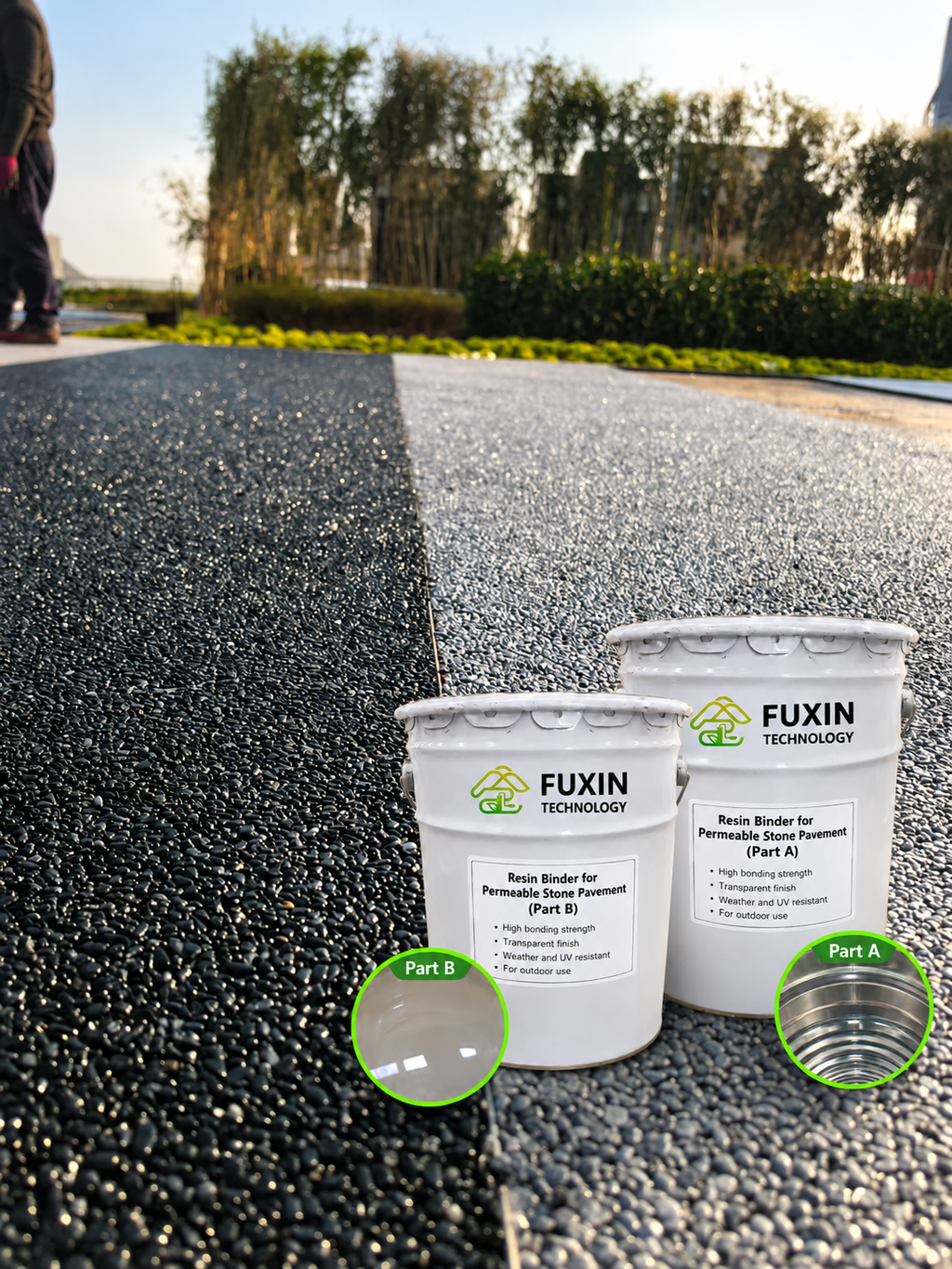 Two-Component Resin Binder for Permeable Stone