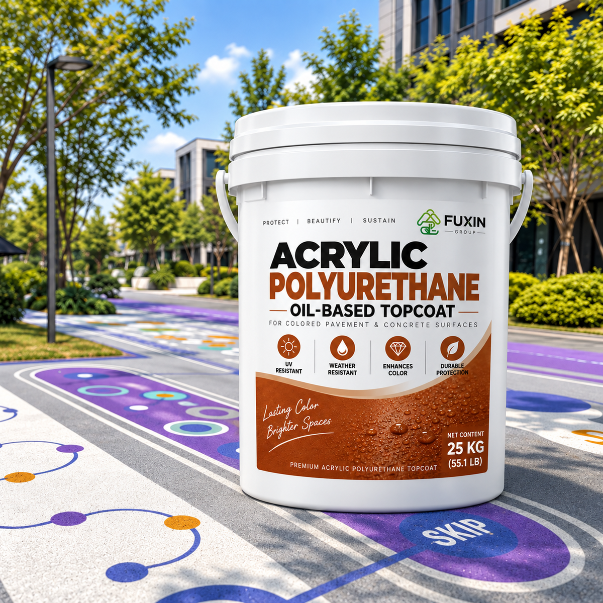 Colored Acrylic Polyurethane Topcoat | Outdoor Pavement Surface Coating