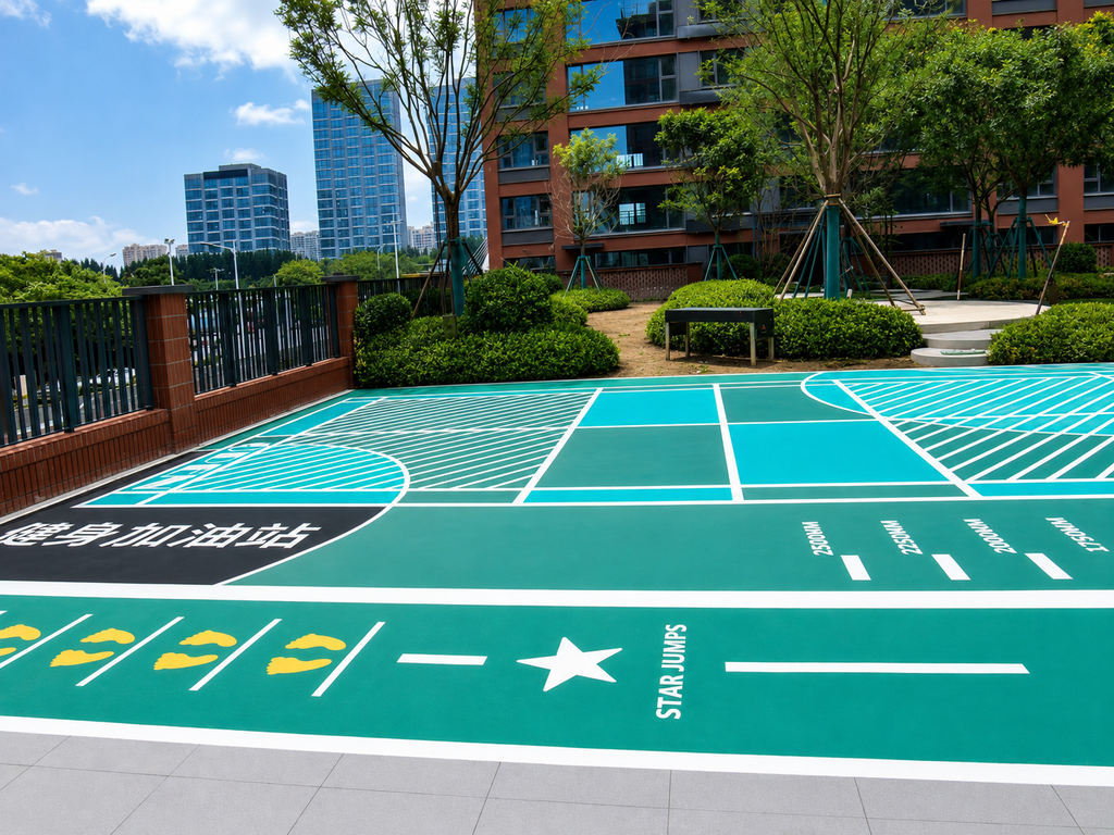 Revestimento de pavimento colorido para parques e corredores verdes
