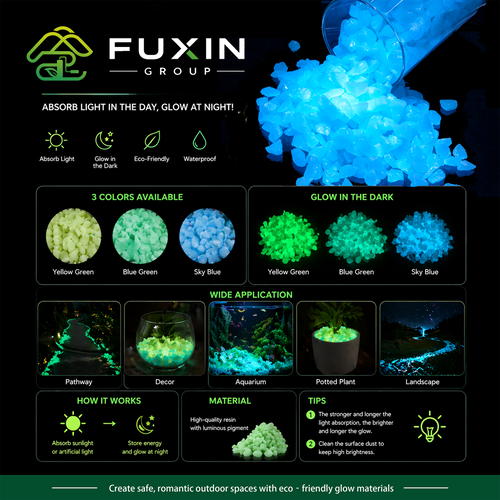 Photoluminescent Glow Stones for Outdoor Paths – color and finish options