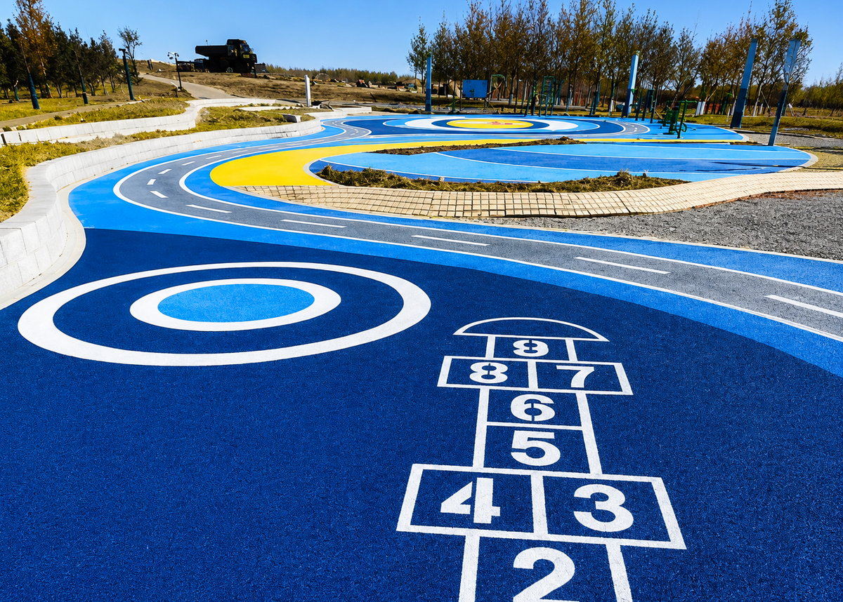 Polymer-modified colored road coating